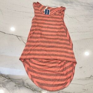 Coral and grey mullet top with open back.